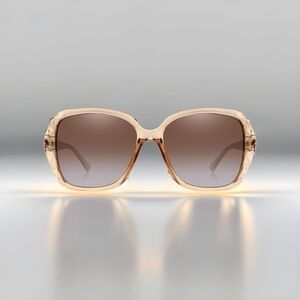 Brown & Gold Oversized Square Sunglasses Polarized Tinted w Crystal Frames New